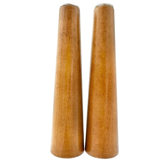 Vintage Mid-Century Modern Simple Elegant Teak Salt and Pepper Shakers 6.5" - Picture 7 of 7